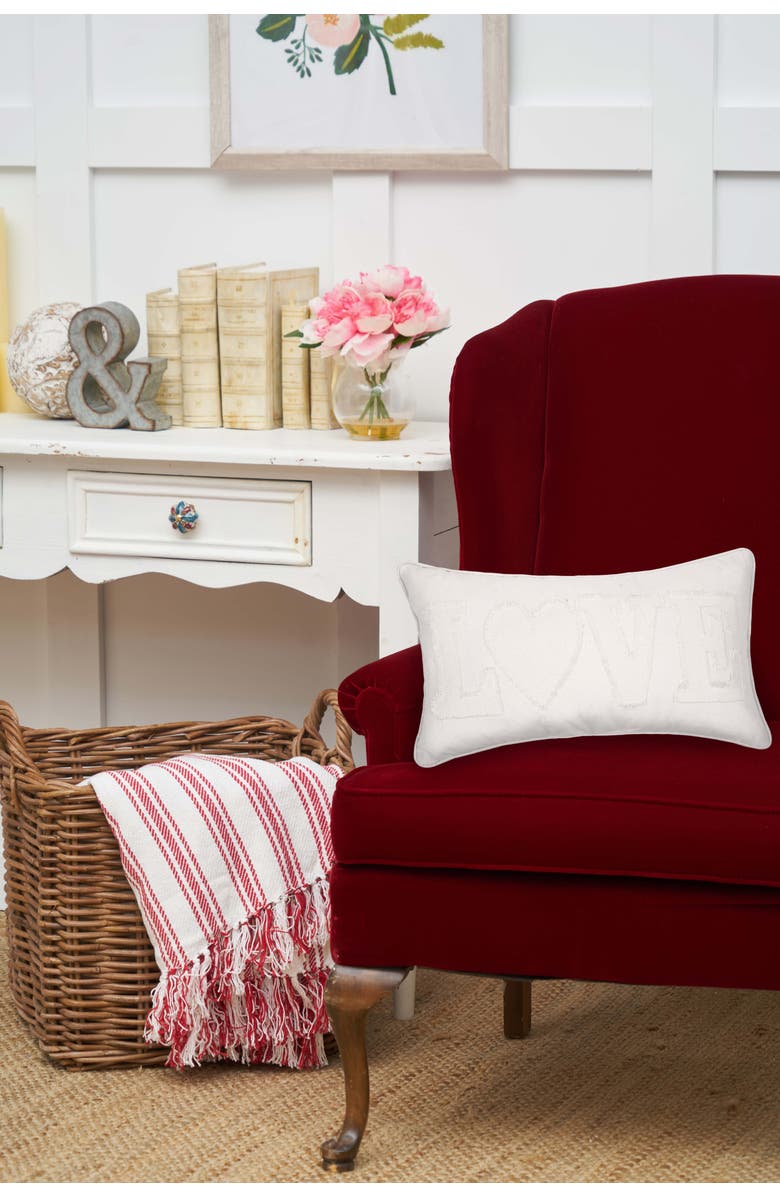 C&F Home "Love" White Applique Mini Valentine's Day Accent Pillow 12" x 20", Alternate, color, White
