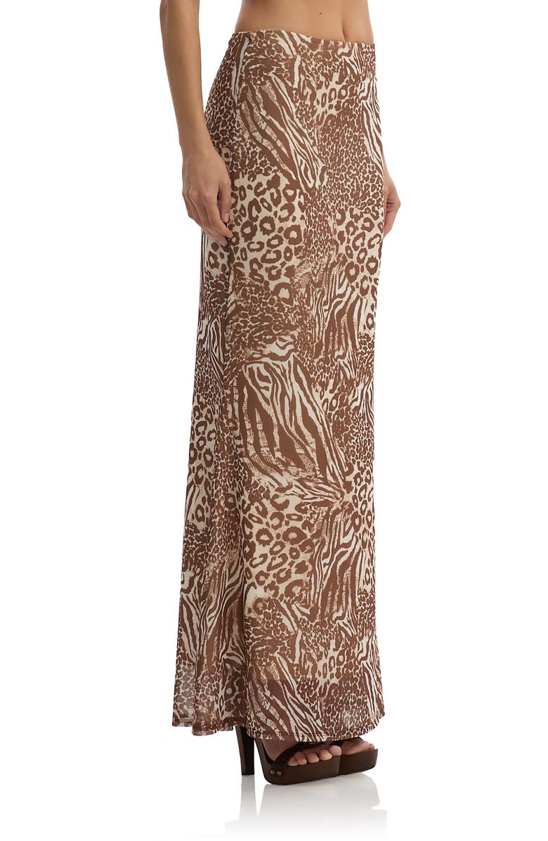 AFRM Tegan Animal Print Mesh Maxi Skirt, Alternate, color, Taupe Animal