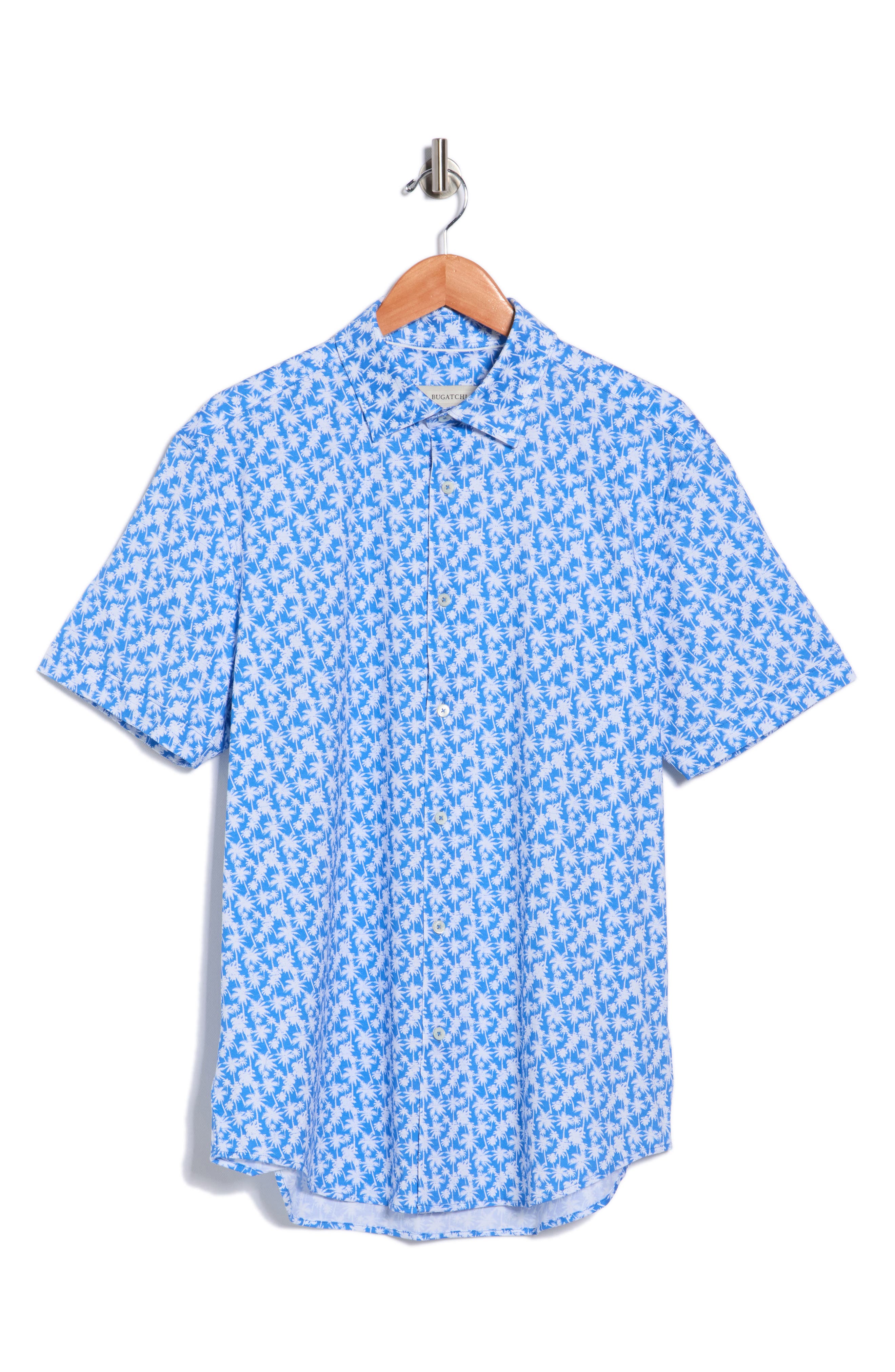 Bugatchi OoohCotton® Palm Tree Print Short Sleeve Button-Up Shirt