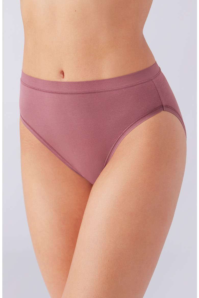 Understated Cotton Blend High Leg Briefs, Alternate, color, ROSE BROWN