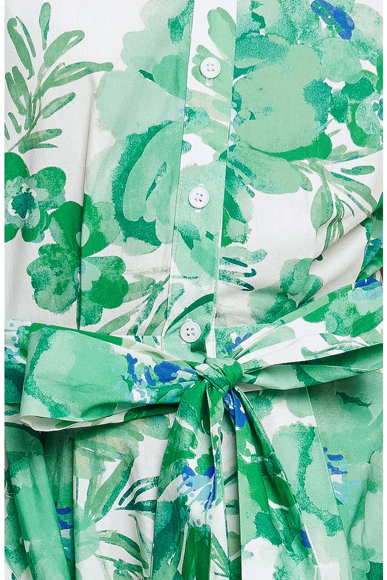 Floral Midi Shirtdress, Alternate, color, IVORY/ GREEN