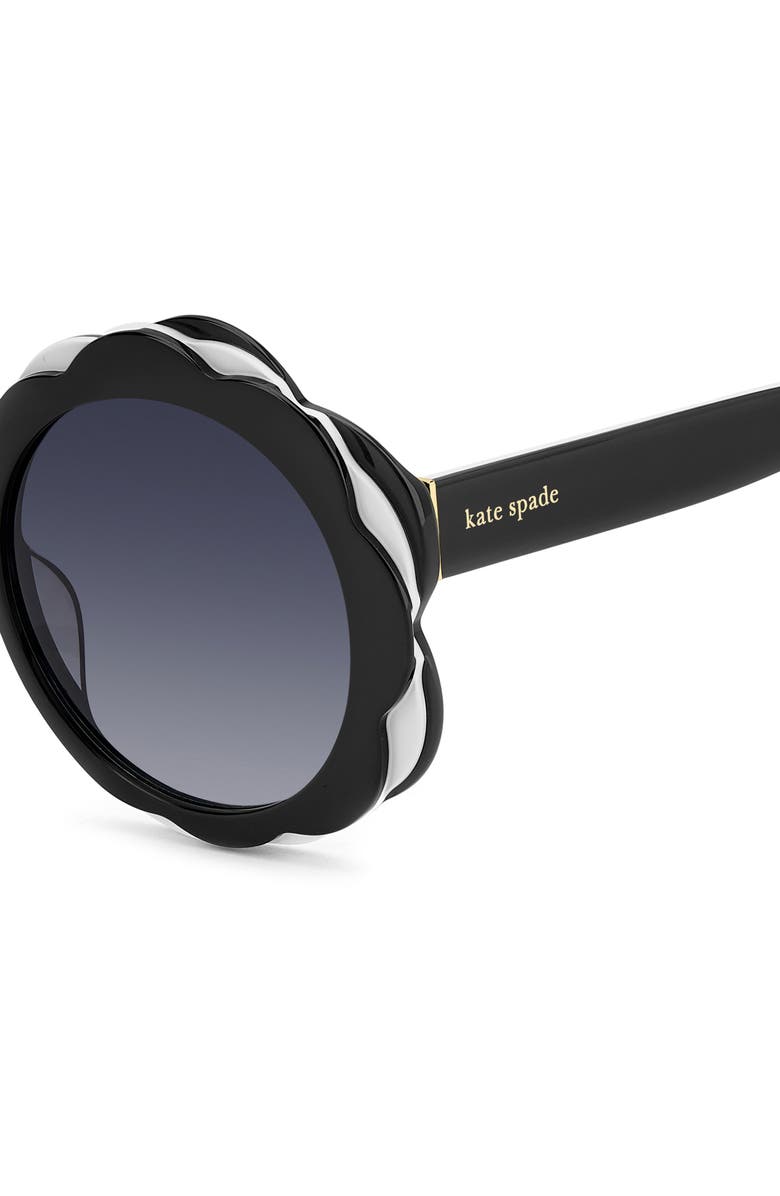 Kate Spade New York vivi 54mm round sunglasses, Alternate, color, Black White Black/ Dark Grey