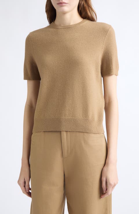 Short Sleeve Wool Blend Sweater