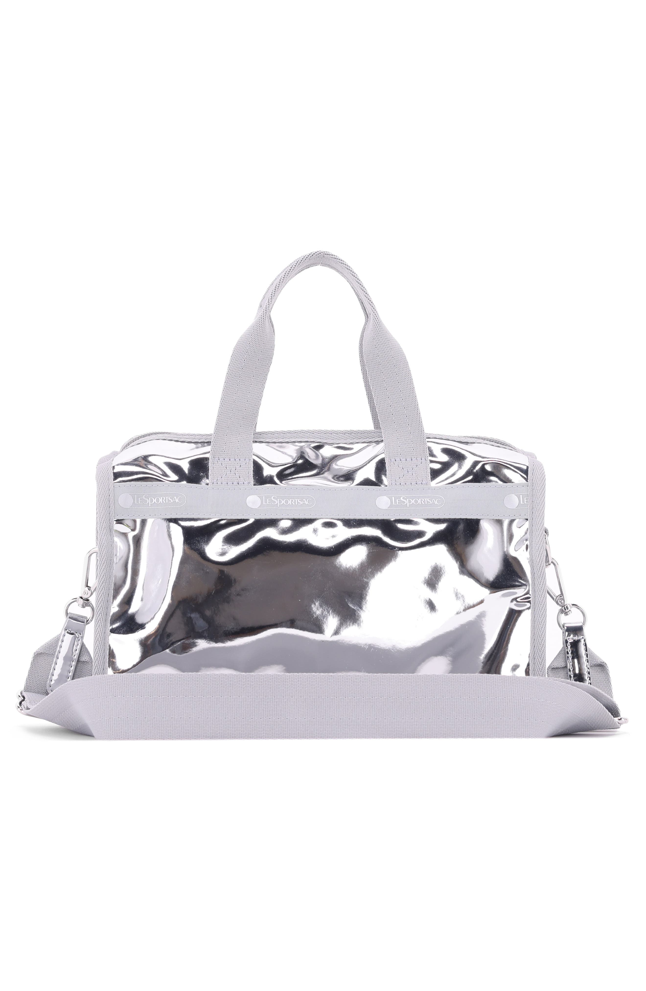 Mir Mini Metallic Duffle Bag, Alternate, color, SILVER SPECCHIO