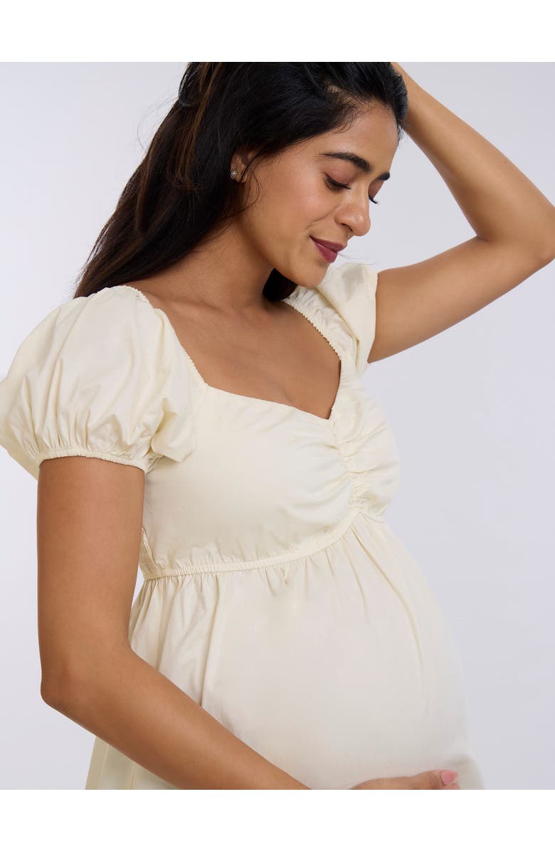 MOTHERHOOD MATERNITY Off the Shoulder Short Sleeve Babydoll Maternity Top, Alternate, color, Winter White