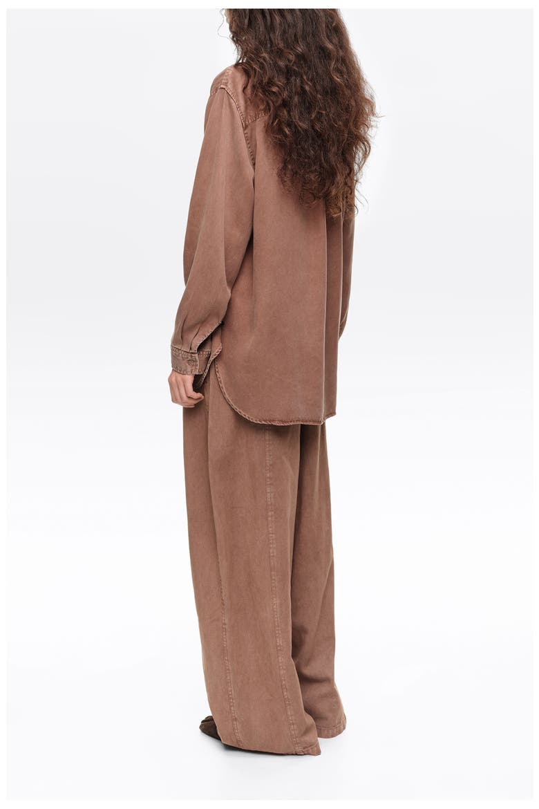 Straight Fluid Lyocell Shirt, Alternate, color, WASHED BROWN