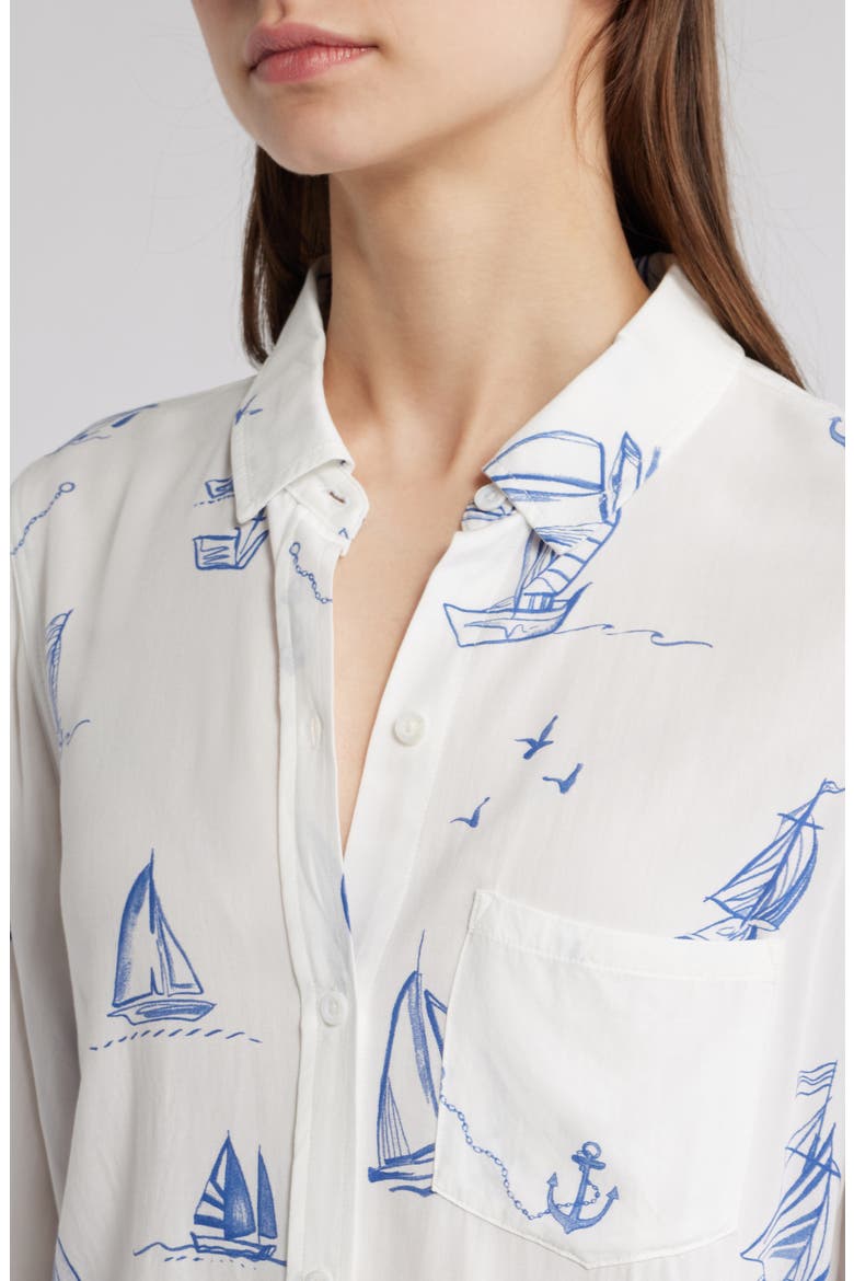 Kathryn Sailboat Print Button-Up Shirt, Alternate, color, SAILBOATS