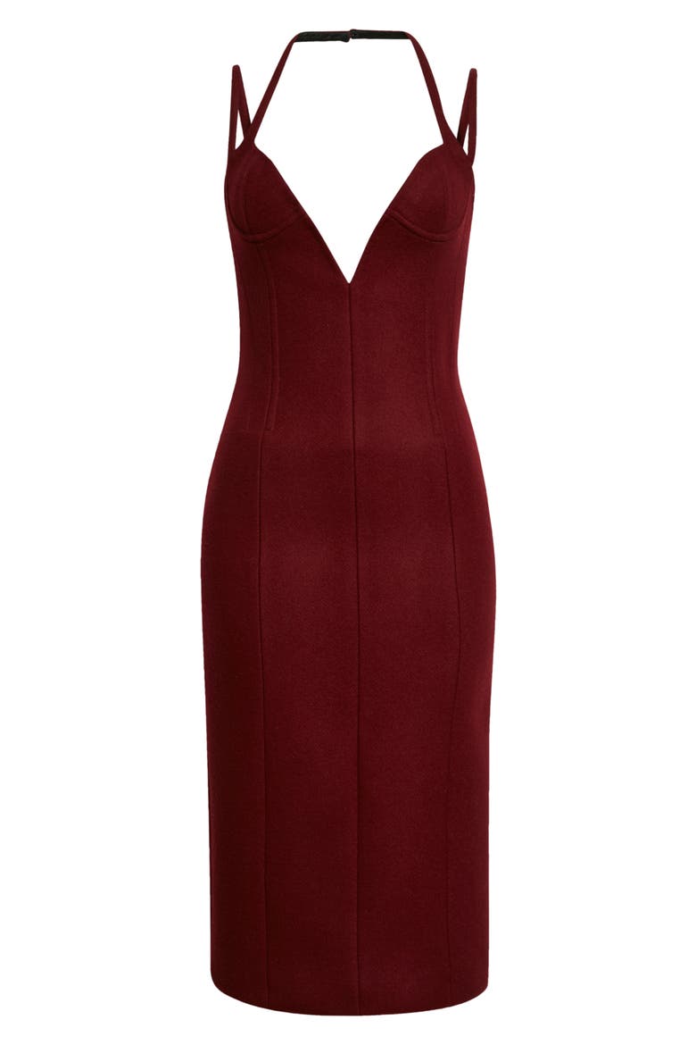 Boiled Wool Blend Body-Con Dress, Alternate, color, OX BLOOD