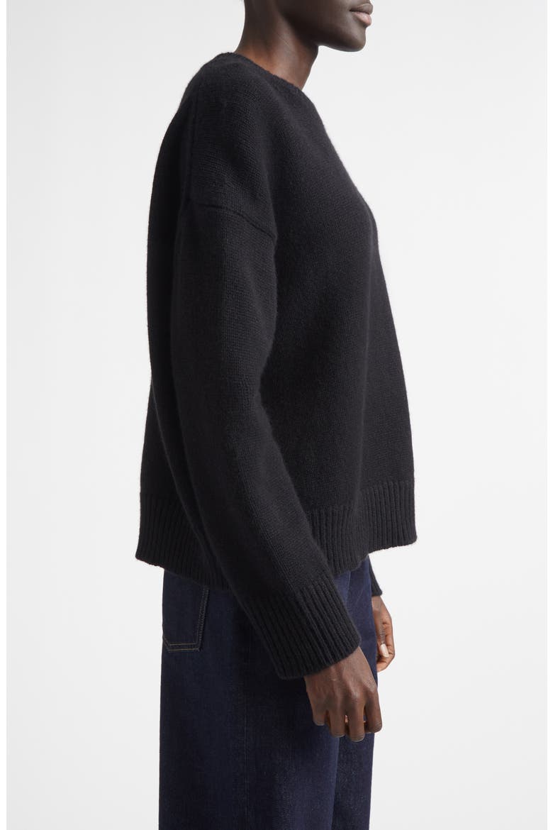 Pia Oversize Cashmere Crewneck Sweater, Alternate, color, BLACK