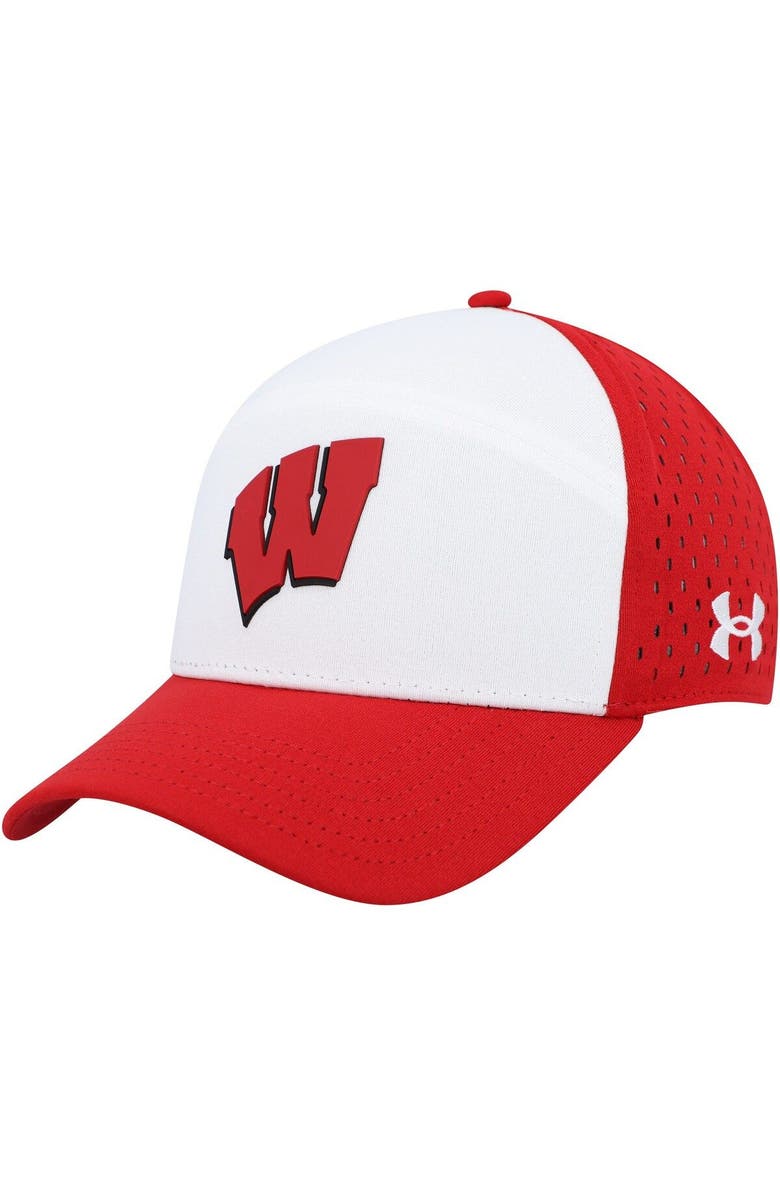 Under Armour Men's Under Armour White/Red Wisconsin Badgers Laser Performance Snapback Hat, Main, color, 