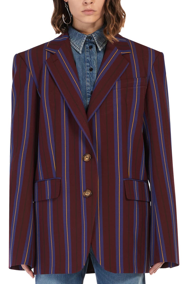 SPORTMAX Ceci Regimental Stripe Oversize Single Breasted Blazer, Main, color,