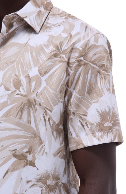 Bugatchi Orson Trim Fit Floral Short Sleeve Stretch Cotton Button-up Shirt
