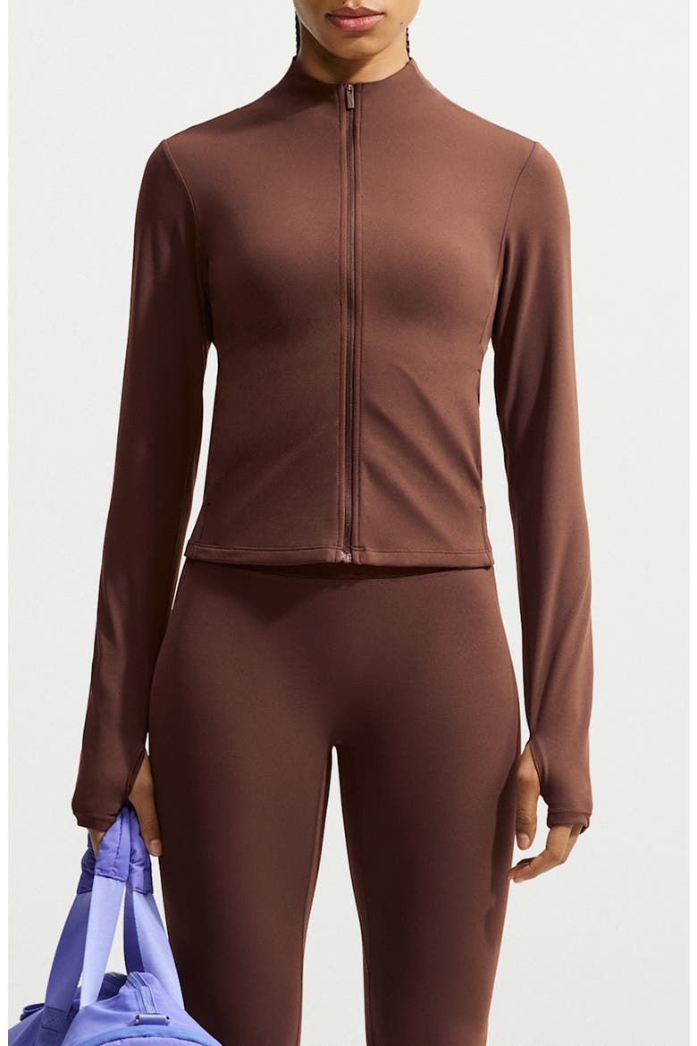Zenvy Dri-FIT Front Zip Top, Main, color, CACAO WOW/ WHITE