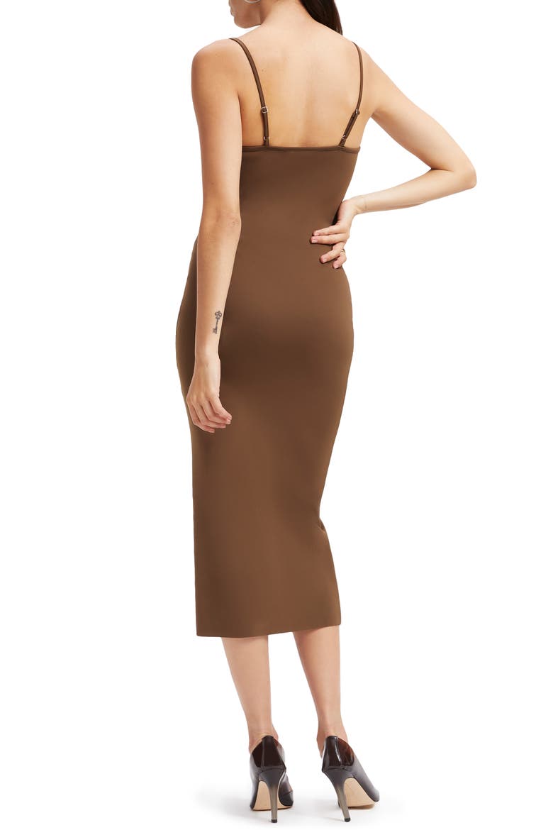 Spaghetti Scuba Knit Midi Dress, Alternate, color, LIGHT MOCHA004