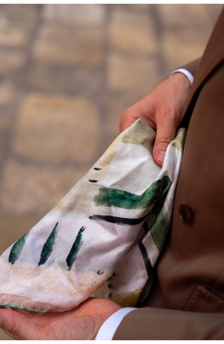 Elizabetta Pagani - Silk Pocket Square for Men, Main, color, Green