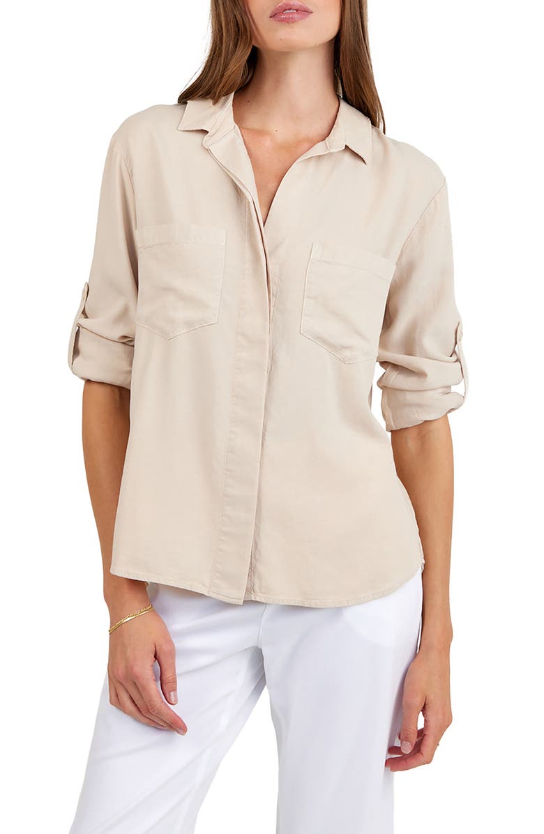 Bella Dahl Split Back Button-Up Shirt, Main, color, Linen Sand