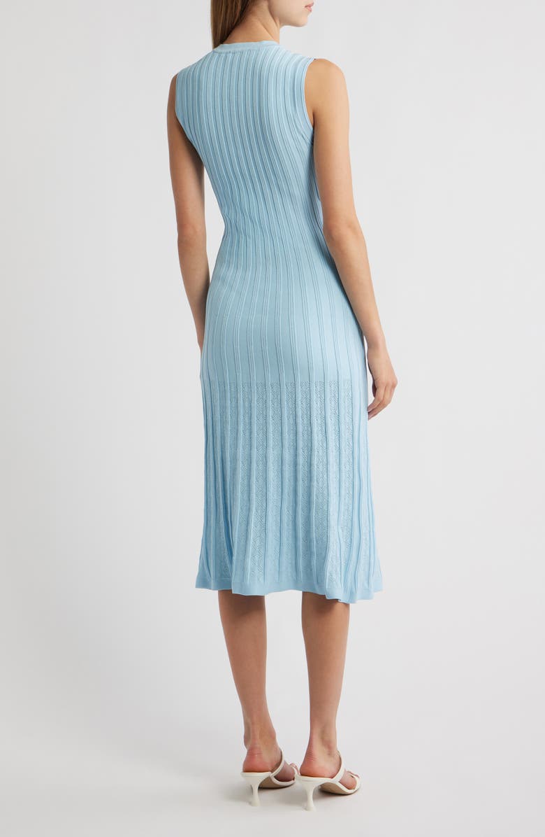 Lipsy Sleeveless Pointelle Rib Midi Dress, Alternate, color, Blue