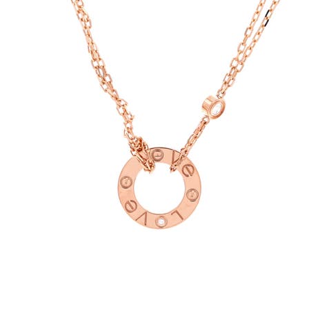 2 Diamonds Love Pendant Necklace 18K Rose Gold and Diamonds