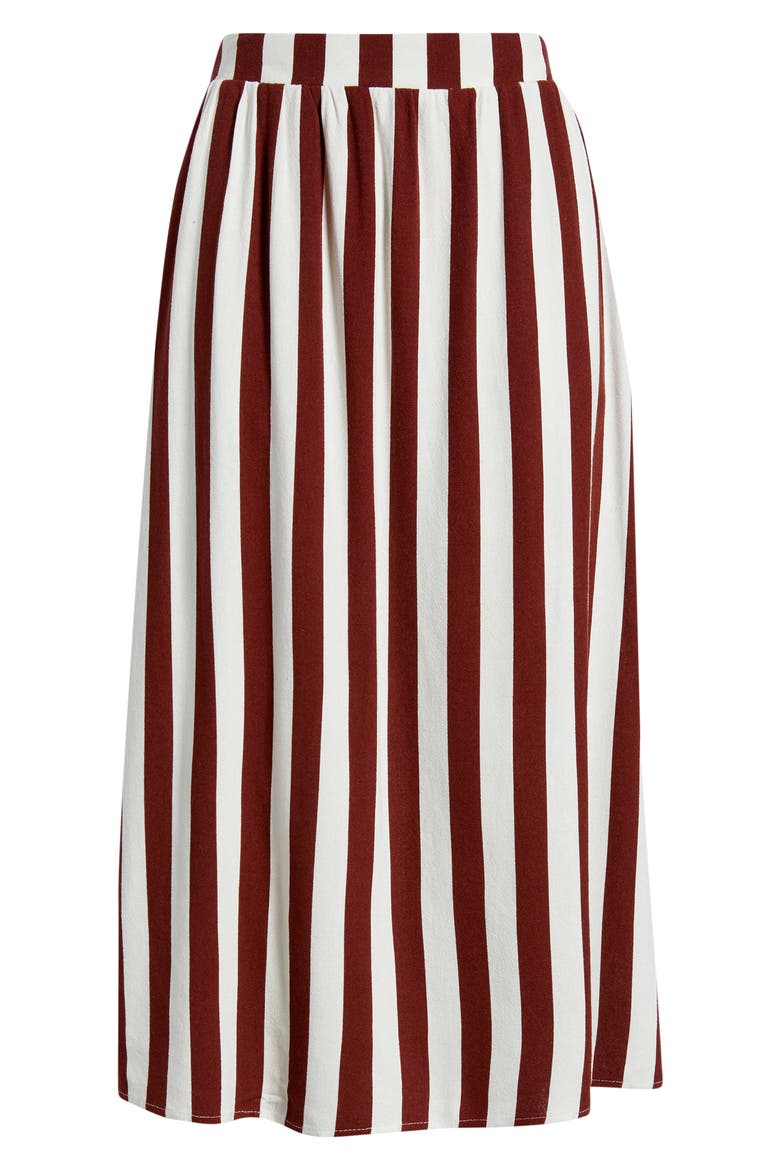 Stripe A-Line Skirt, Alternate, color, IVORY BRANDY BROWN STRIPE