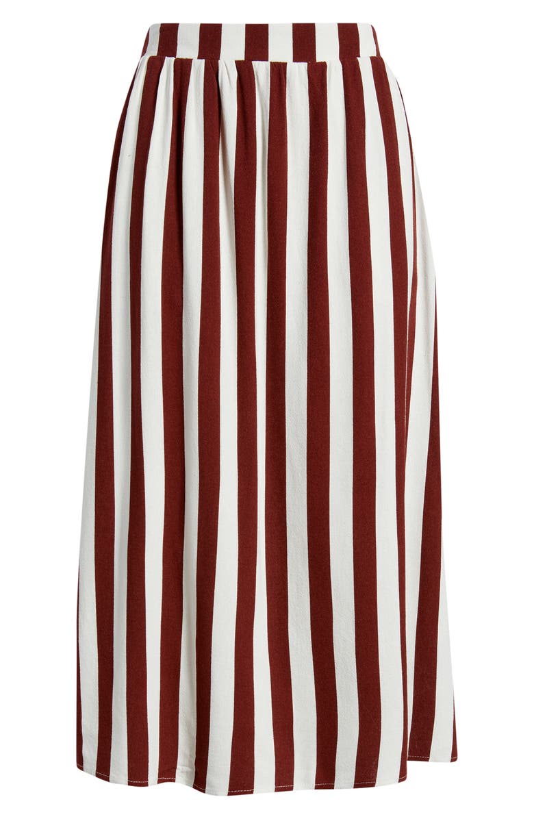 Bobeau Stripe A-Line Skirt, Alternate, color, Ivory Brandy Brown Stripe