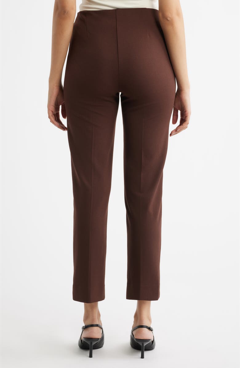 Anne Klein Hollywood Waist Straight Leg Ankle Pull-On Pants, Alternate, color, Dark Chocolate