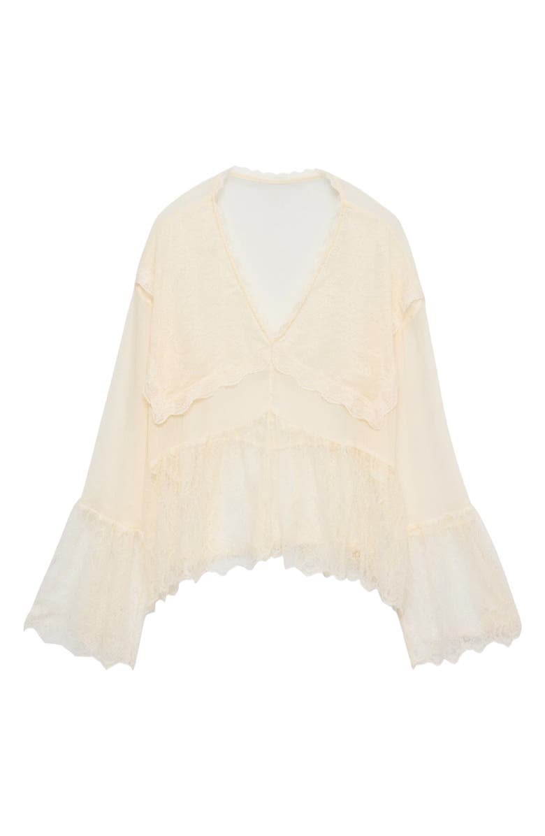 VERO MODA Emilie V-Neck Lace Swing Top, Alternate, color, Birch