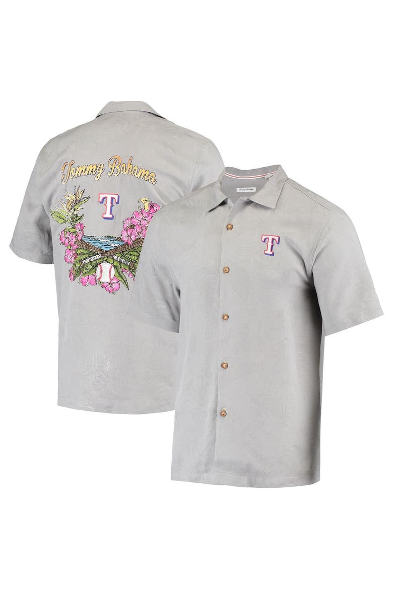 Men's Tommy Bahama Gray Texas Rangers Bay Back Panel Button-Up Shirt, Main, color, Gray