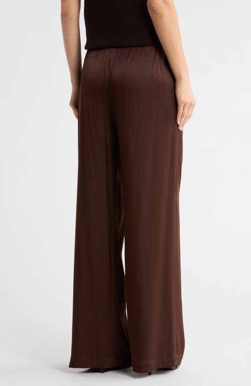 Nordstrom Tie Front Satin Wide Leg Pants In Brown
