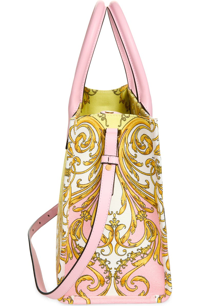 Versace Small La Medusa Canvas Tote, Alternate, color, Pastel Pink Gold