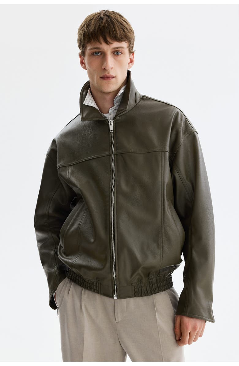 H&M Coated Jacket, Alternate, color, Khaki Green