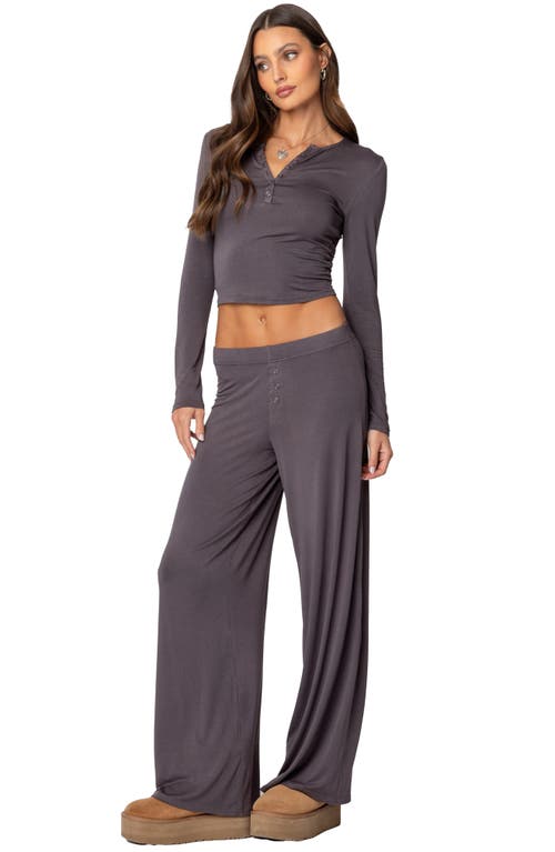 Shop Edikted Kait Low Rise Wide Leg Pants In Gray