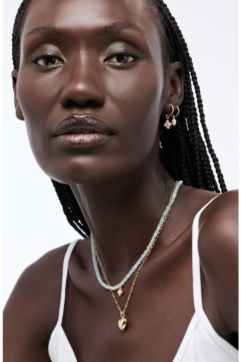 Liora Rose Quartz Drop Hoop Earrings, Alternate, color, GOLD / PINK