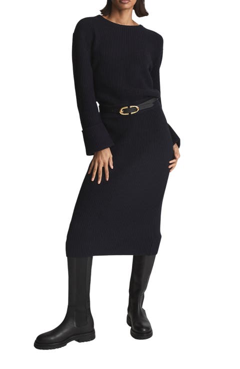 Jodie Long Sleeve Wool & Cashmere Blend Sweater Dress