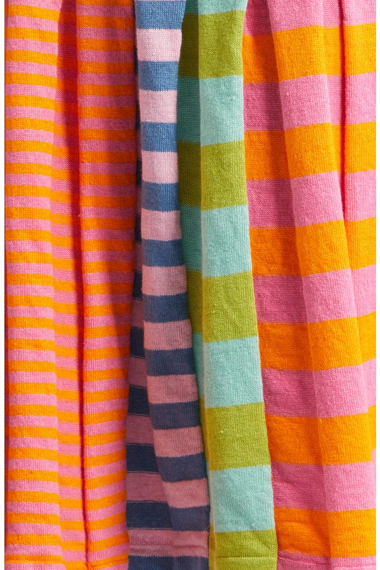 Embroidered Stripe Pleated Linen Blend Sweater Skirt, Alternate, color, CANDY/ ORANGE MULTI