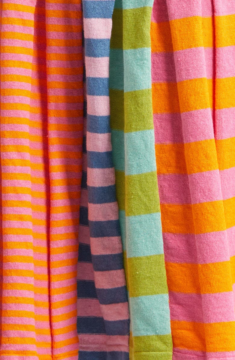 YanYan Embroidered Stripe Pleated Linen Blend Sweater Skirt, Alternate, color, Candy/ Orange Multi