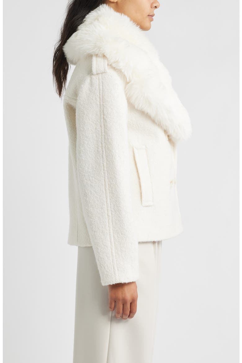 Peacoat with Removable Faux Fur Collar, Alternate, color, MODERN IVORY