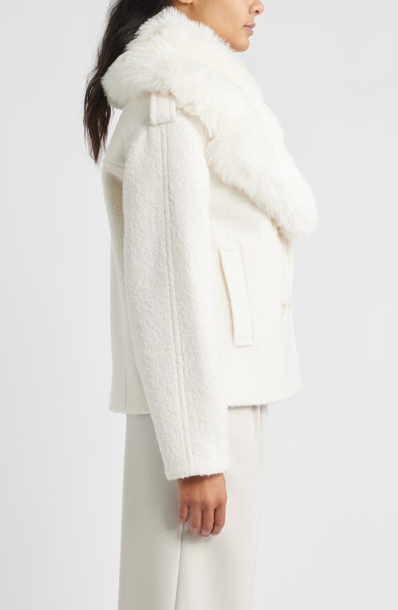 Sam Edelman Peacoat with Removable Faux Fur Collar, Alternate, color, Modern Ivory