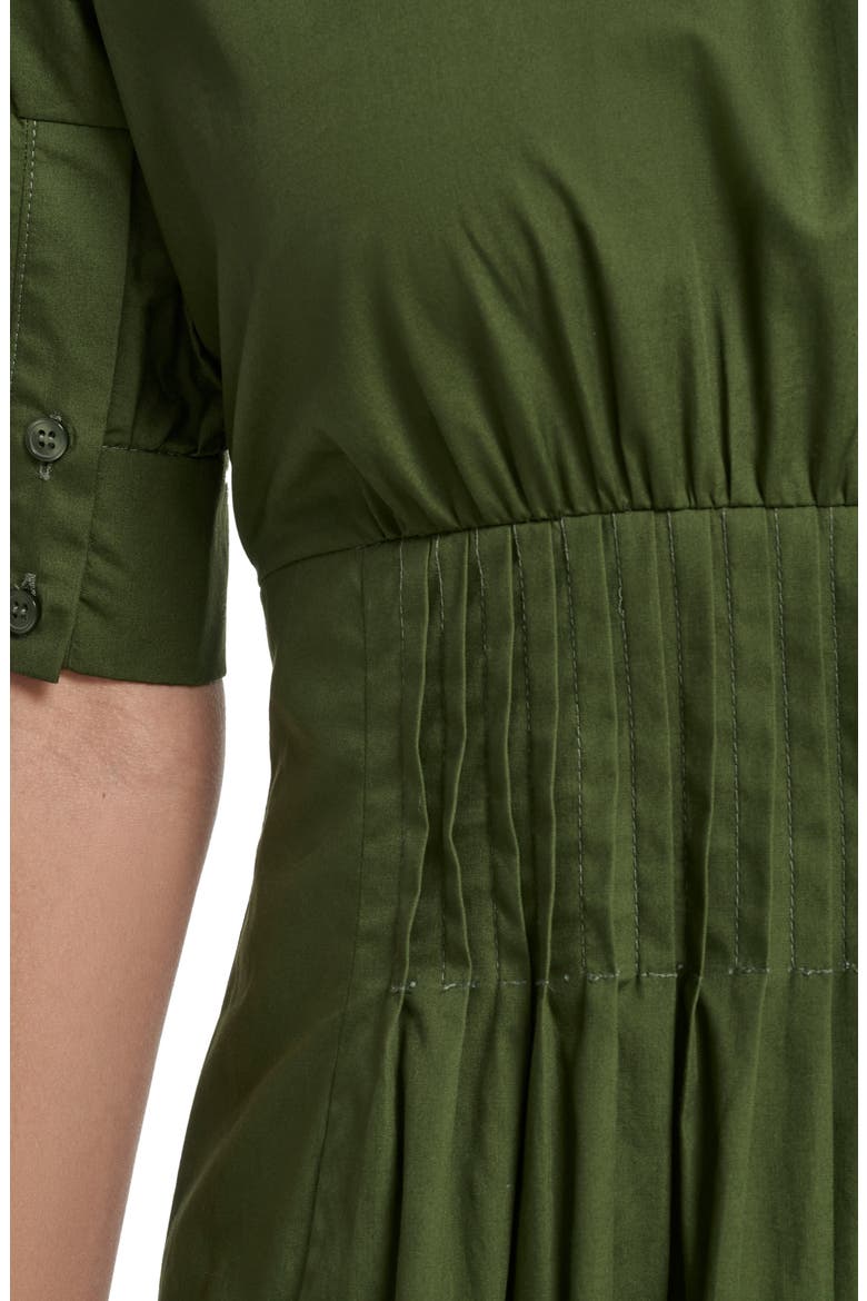 Pleat Detail Cotton Poplin Dress, Alternate, color, KELLY