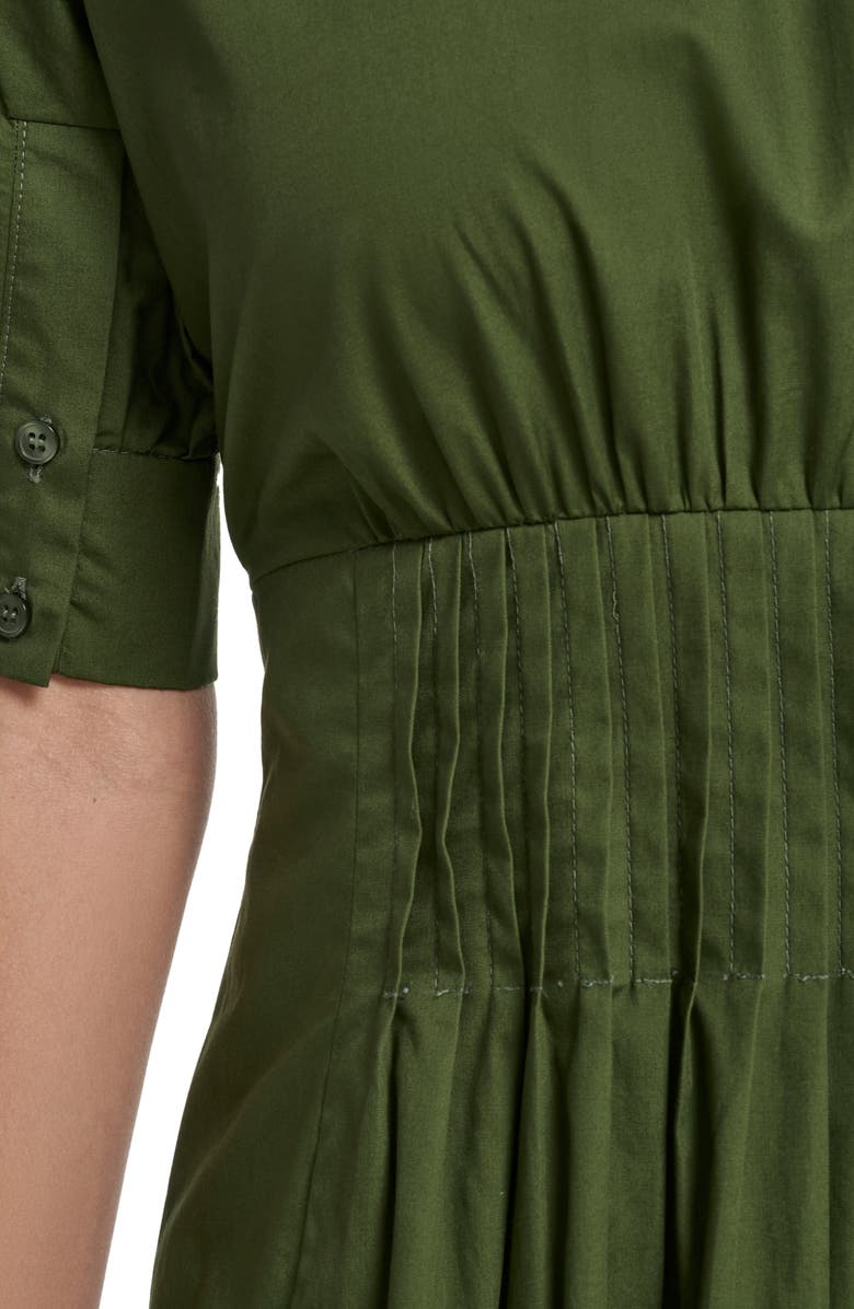 Vince Camuto Pleat Detail Cotton Poplin Dress, Alternate, color, Kelly