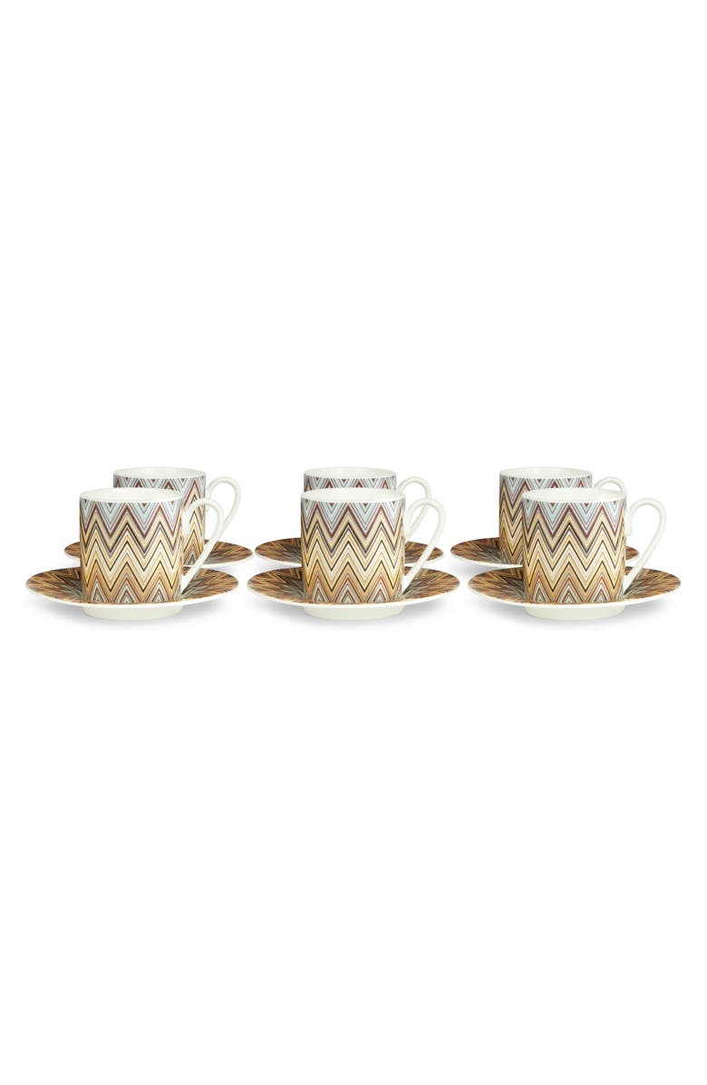 Missoni Home Jarris Set Of 6 Coffee Cups & Saucers, Alternate, color, White