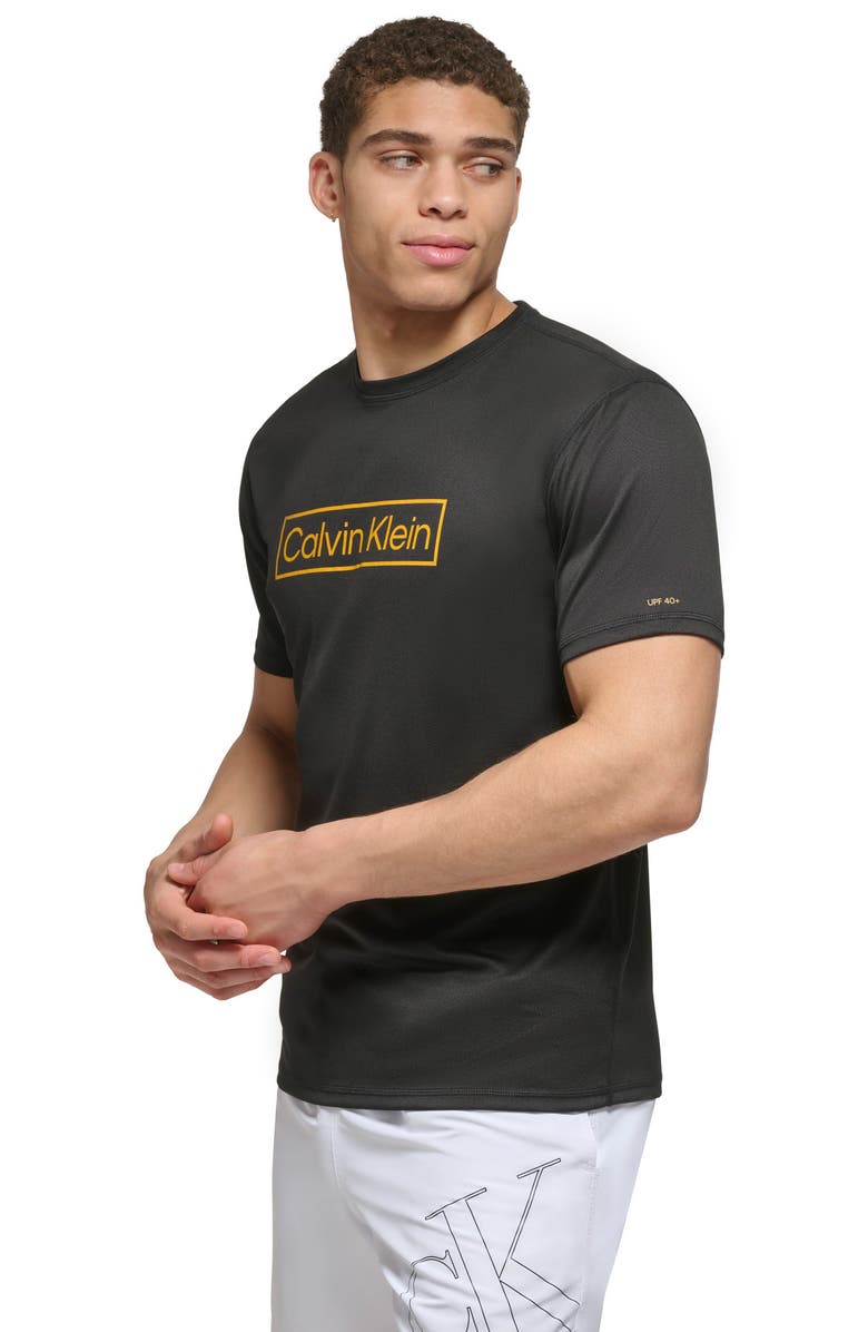 Calvin Klein Short Sleeve Moisture Wicking Top, Alternate, color, Black