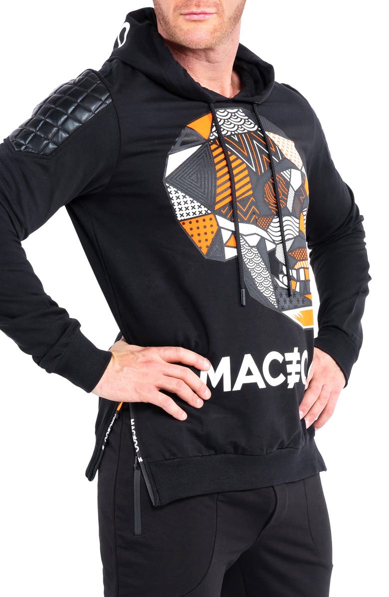 Maceoo Skull Black Hoodie, Alternate, color, Black