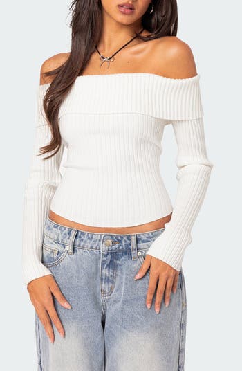 Lauren Light Rib Off Shoulder Rib Lauren Light Rib Off Shoulder Rib