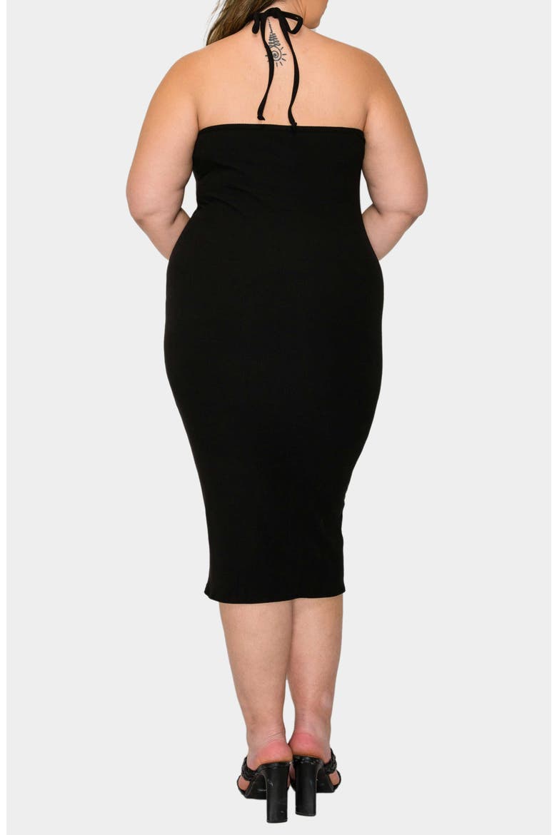 Sienna Halter Rib Midi Dress, Alternate, color, BLACK