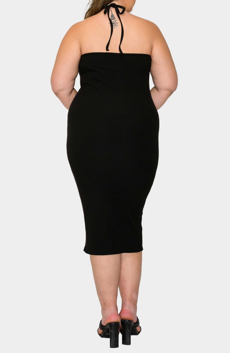 L I V D Sienna Halter Rib Midi Dress, Alternate, color, Black