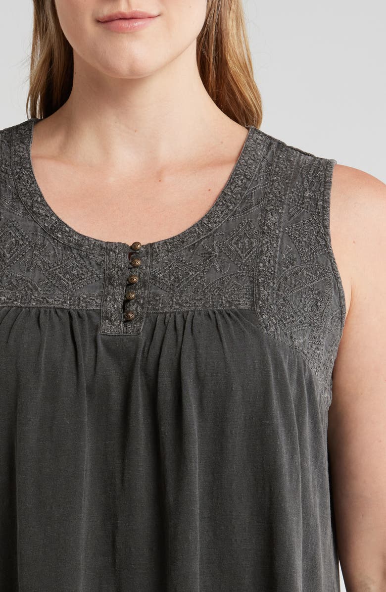 Lucky Brand Embroidered Yoke Sleeveless Top, Alternate, color,
