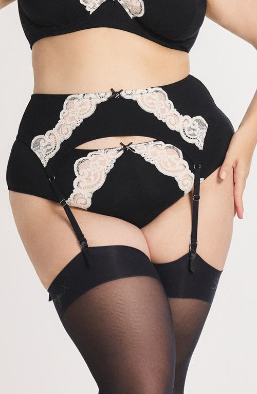 Savage X Fenty Swirly Girly Garter Belt In Black