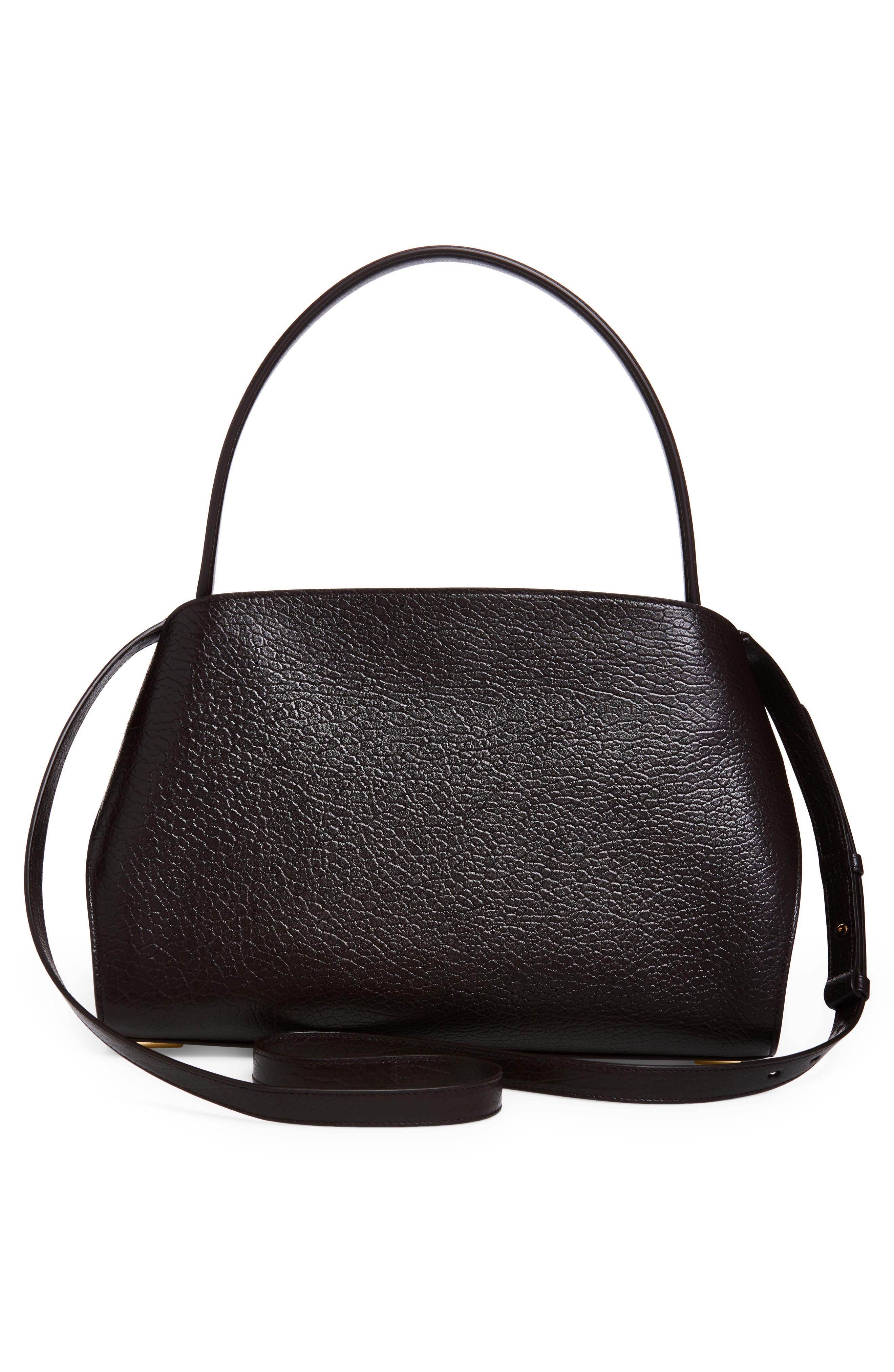 FERRAGAMO Small Hug Grained Leather Top Handle Bag, Alternate, color, Nero