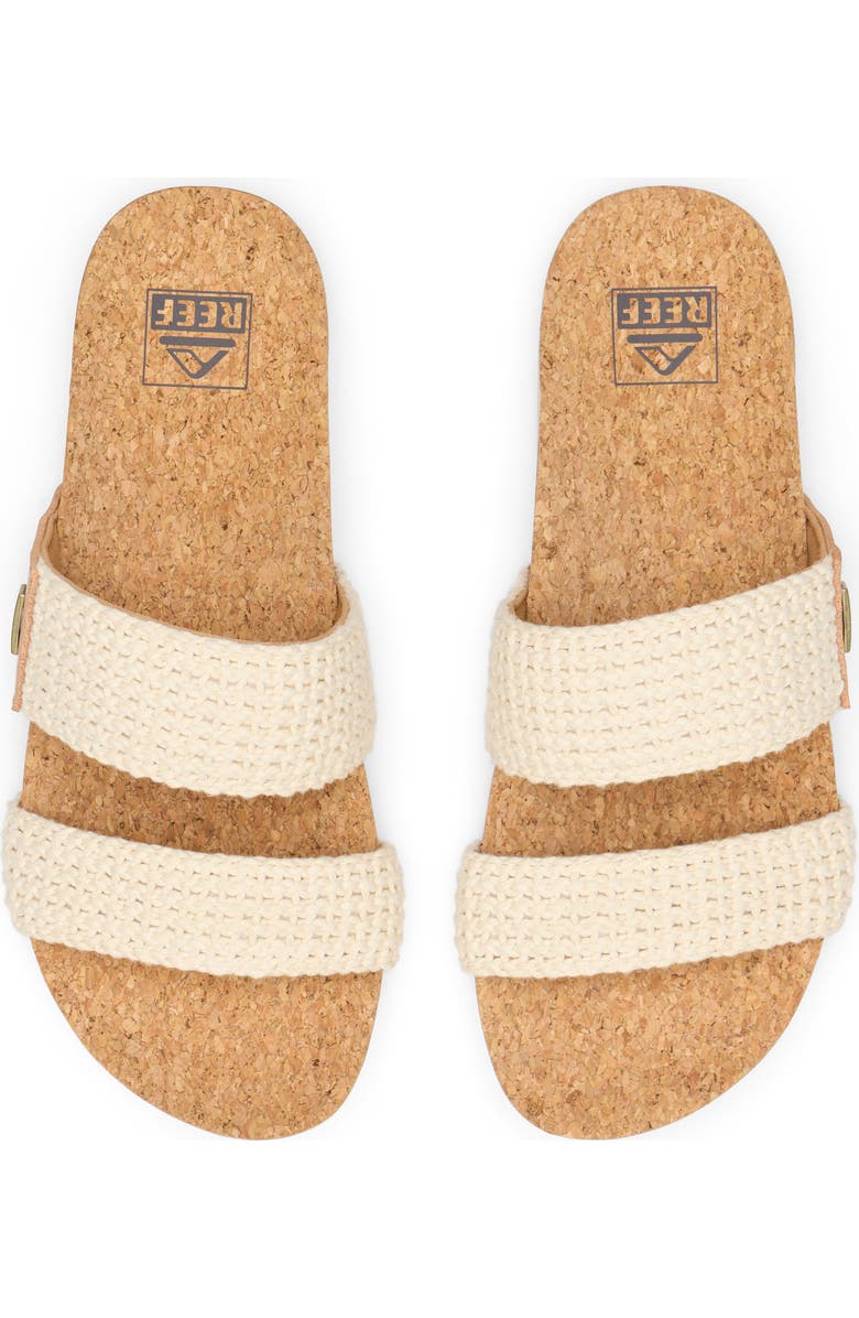 Reef Cushion Bounce Vista Slide Sandal, Alternate, color, Natural Crochet Textile