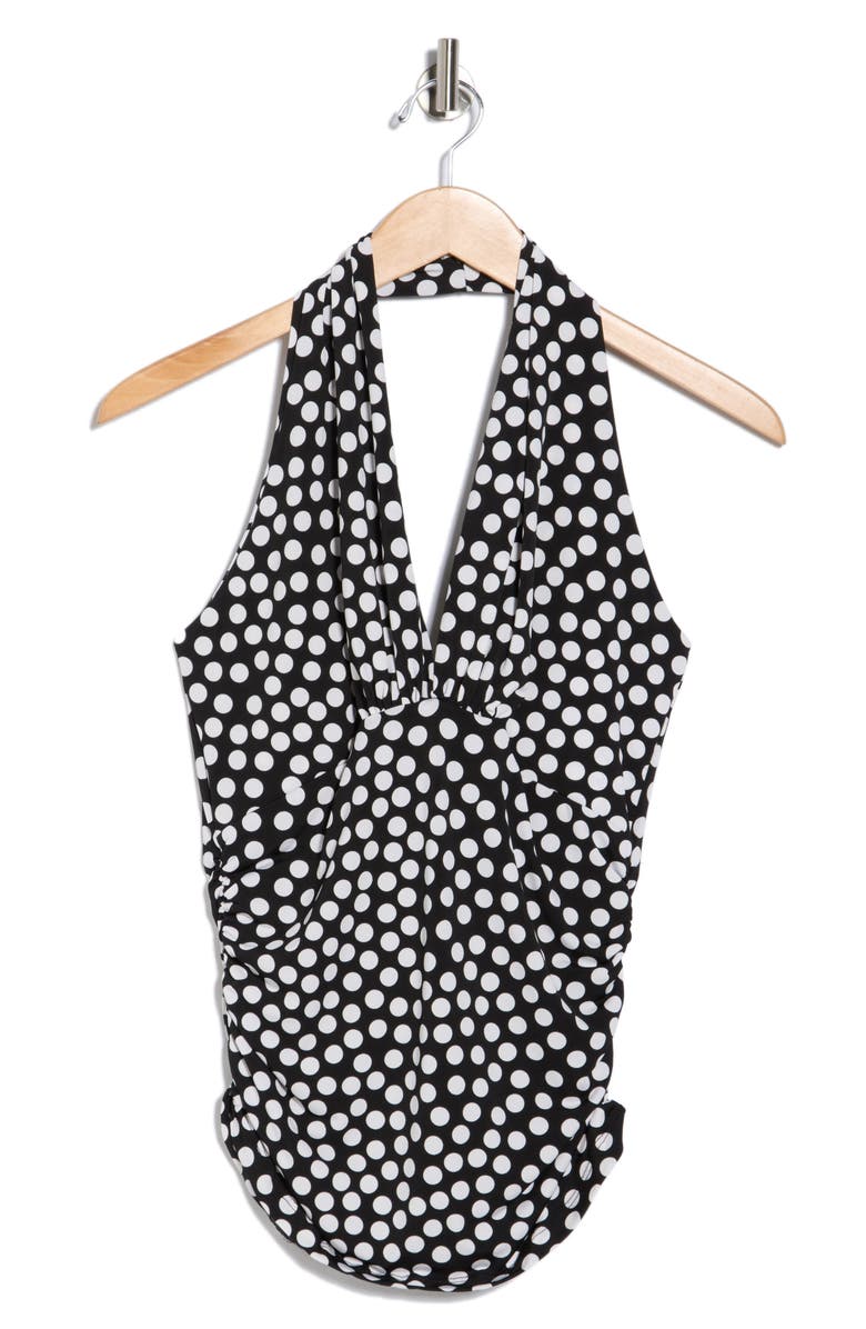 Renee C Polka Dot Halter Top, Alternate, color, Black